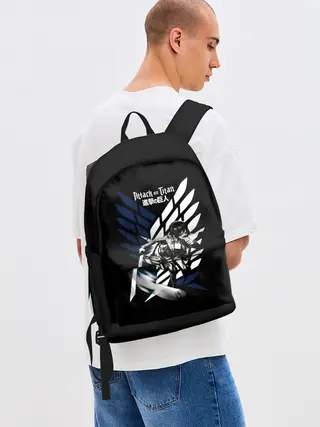 Рюкзак джинсовый / Имир на фоне герба Разведкорпуса