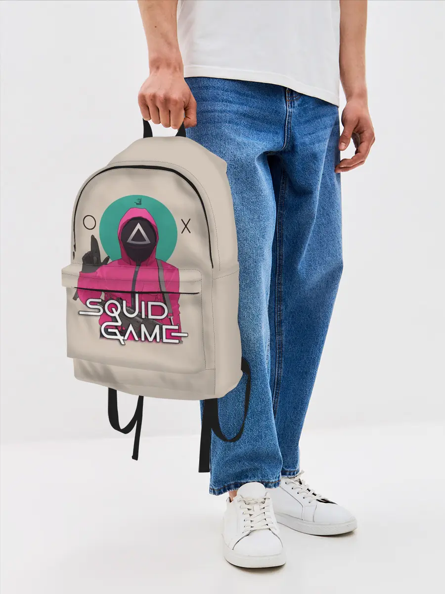 Рюкзак джинсовый / Squid game - Игра в кальмара треугольник