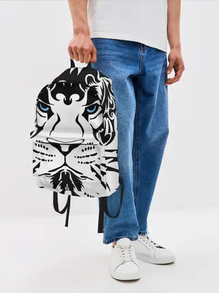Рюкзак джинсовый / Водяной голубоглазый тигр