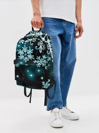 Рюкзак джинсовый / Космические снежинки