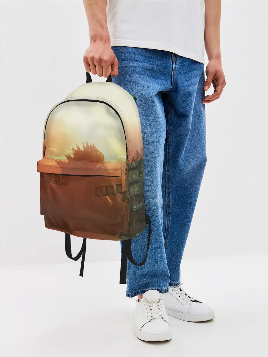 Рюкзак джинсовый / ГОДЗИЛЛА РАЗРУШАЕТ ГОРОД