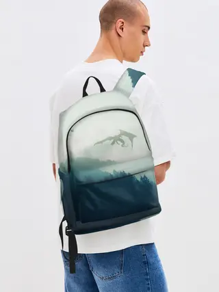 Рюкзак джинсовый / ДРАКОНЫ НАД ЛЕСОМ / DRAGON