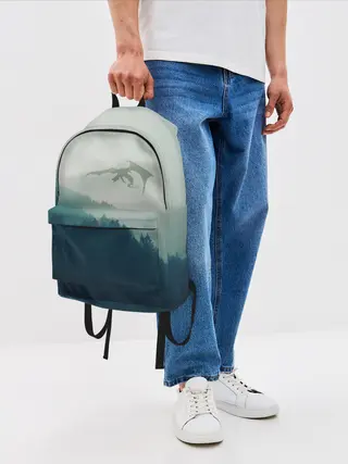Рюкзак джинсовый / ДРАКОНЫ НАД ЛЕСОМ / DRAGON