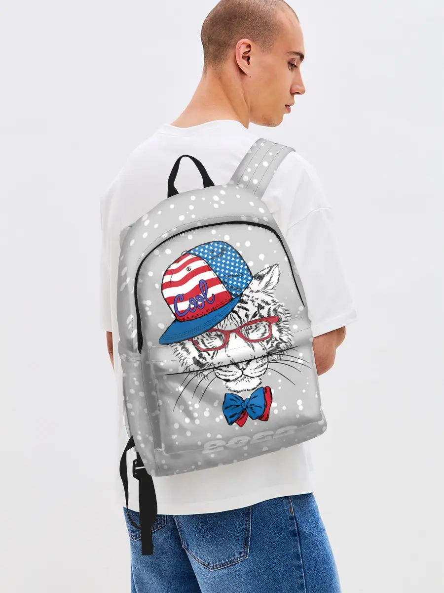 Рюкзак джинсовый / Крутой белый тигр