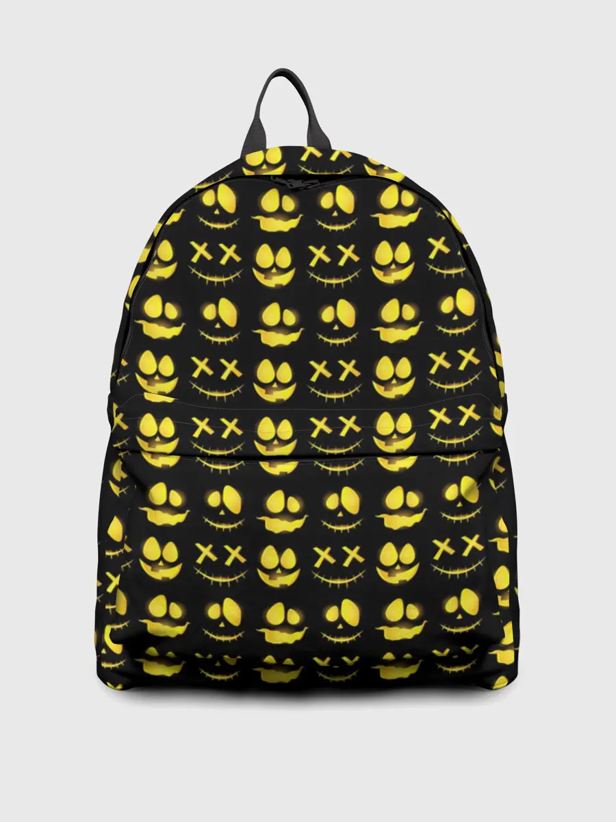 Рюкзак джинсовый / Прикольные смайлы Хэллоуин / Halloween