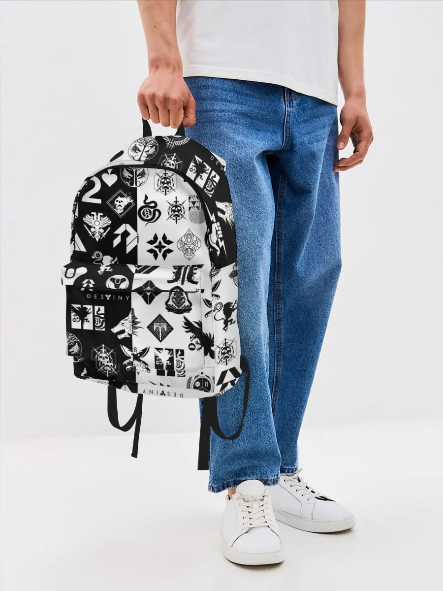 Рюкзак джинсовый / DESTINY LOGOBOMBING ЧЁРНО БЕЛОЕ