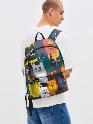 Рюкзак джинсовый / крутые коты