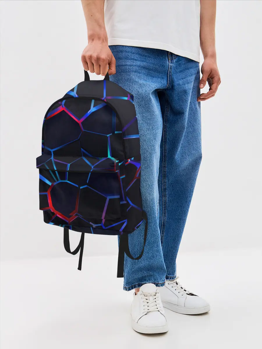 Рюкзак джинсовый / Неоновые 3D плиты | Неоновые плиты