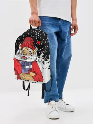 Рюкзак джинсовый / Тигр в красном