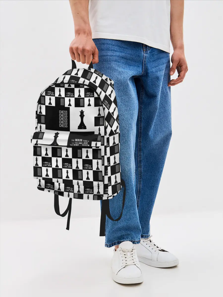 Рюкзак джинсовый / Шахматы. Король и королева. 2022