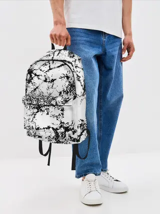 Рюкзак джинсовый / Эффект линогравюры