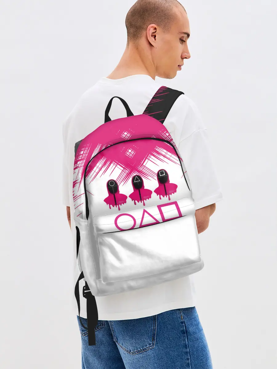 Рюкзак джинсовый / Игра в кальмара | геометрические фигуры,