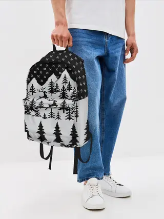 Рюкзак джинсовый / Северные Олени в Горах