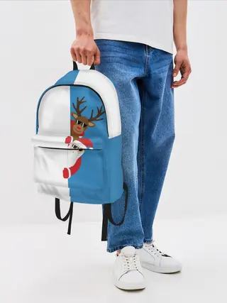 Рюкзак джинсовый / Крутые Санта и Олень