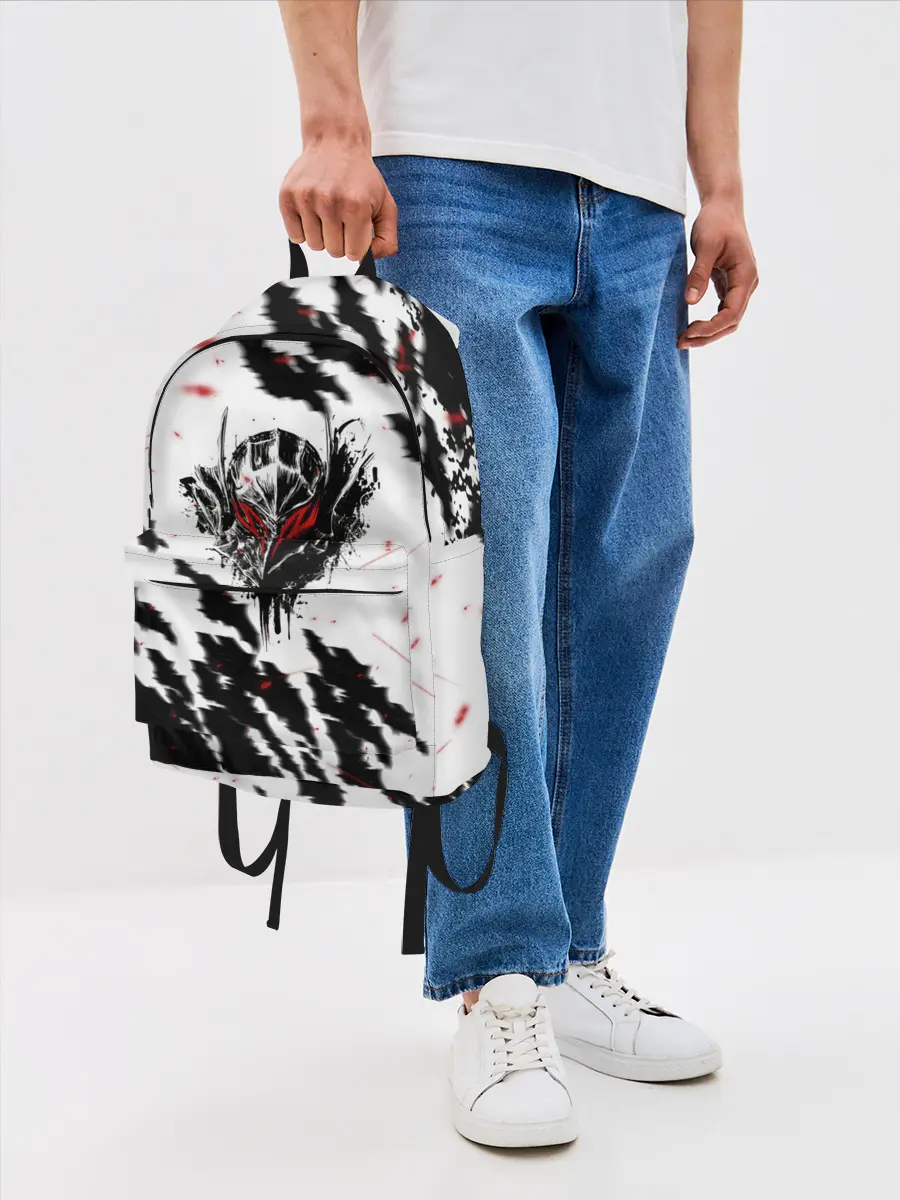 Рюкзак джинсовый / Берсерк маска с красными глазами