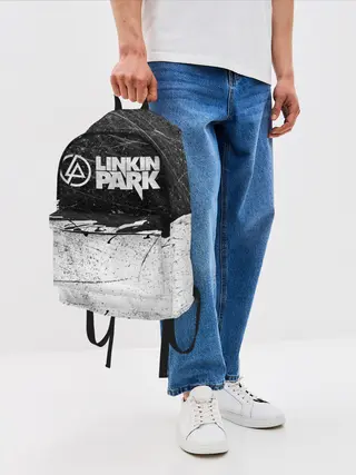 Рюкзак джинсовый / Линкин Парк Лого Рок ЧБ | Linkin Park Rock