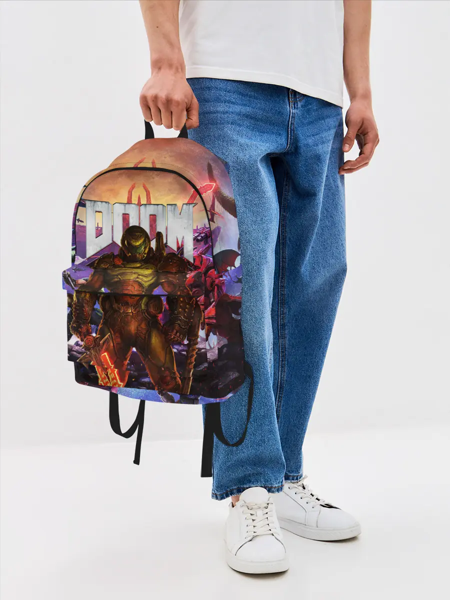 Рюкзак джинсовый / DOOM ETERNAL | ДУМ БИТВА В АДУ