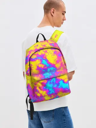 Рюкзак джинсовый / Яркая абстракция космических красок