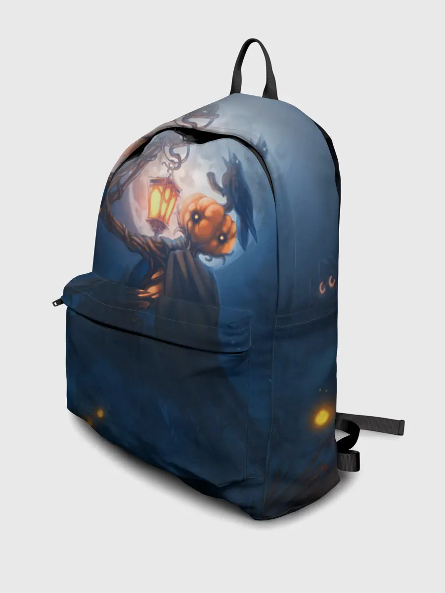 Рюкзак джинсовый / ТЫКВИННЫЙ МОНСТР В ТУМАНЕ / ХЕЛЛОУИН