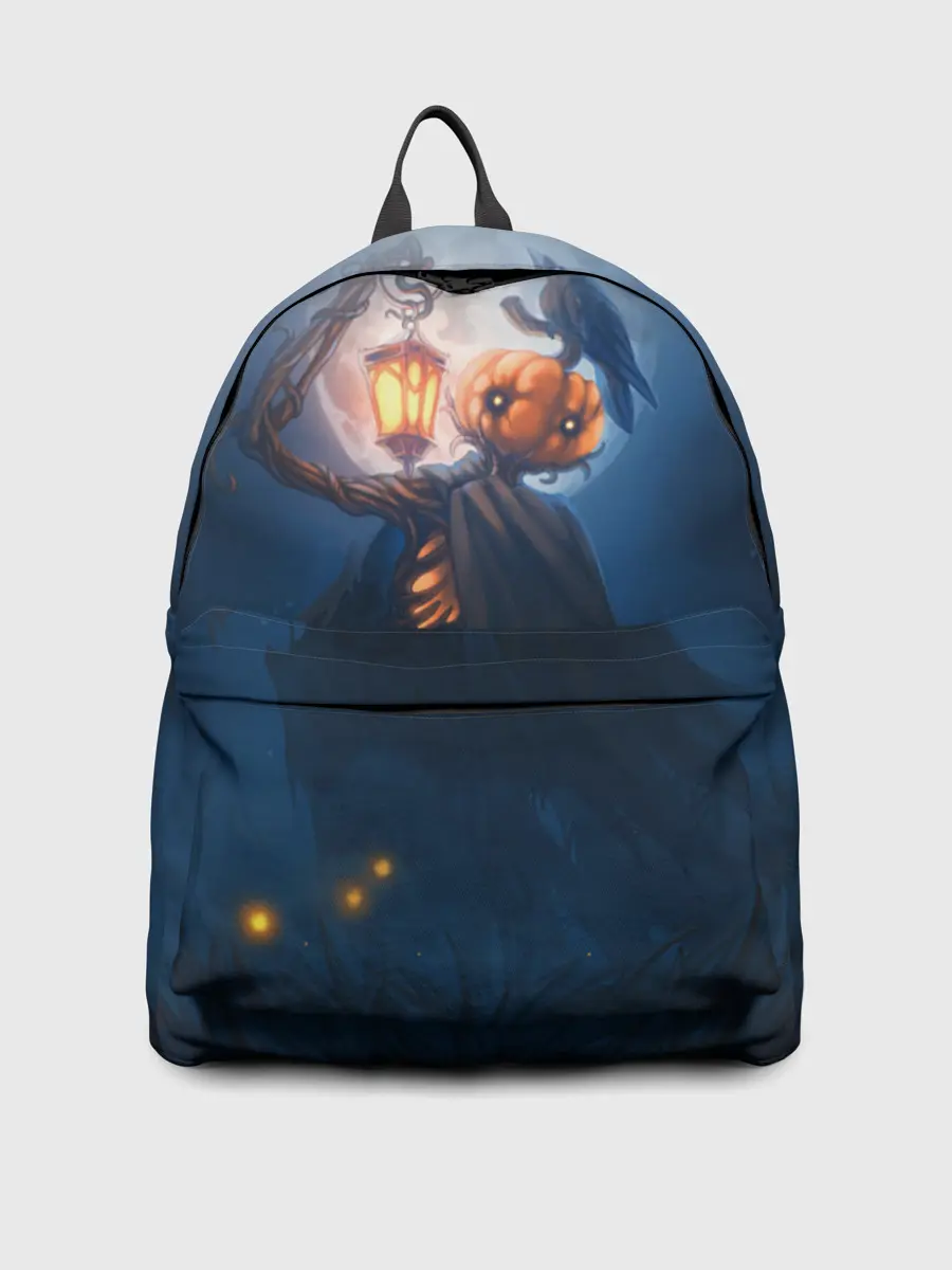 Рюкзак джинсовый / ТЫКВИННЫЙ МОНСТР В ТУМАНЕ / ХЕЛЛОУИН