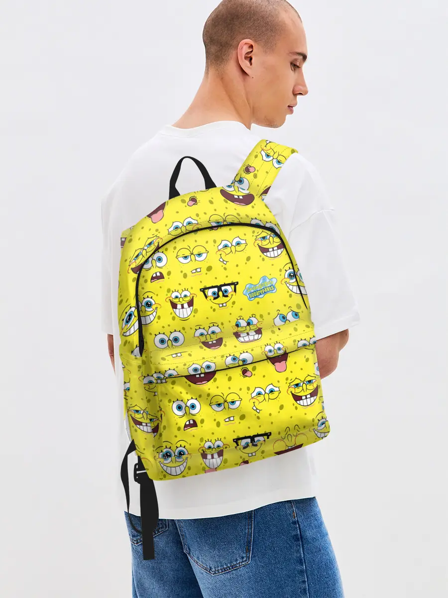 Рюкзак джинсовый / Губка Боб паттерн
