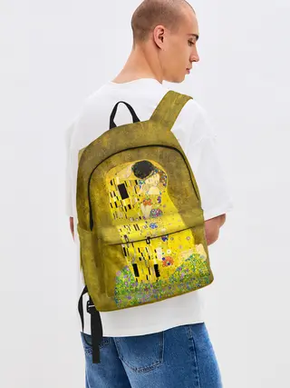 Рюкзак джинсовый / Влюблённые поцелуй художник Климт