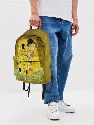 Рюкзак джинсовый / Влюблённые поцелуй художник Климт