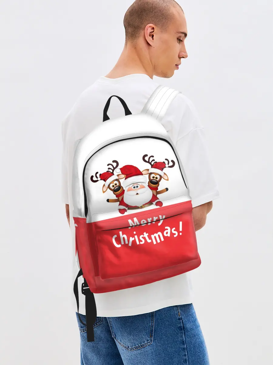 Рюкзак джинсовый / Санта с 2 Оленями