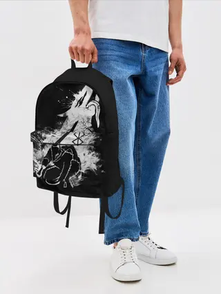 Рюкзак джинсовый / БЕРСЕРК БЕЛЫЙ ГАТС С МЕЧОМ