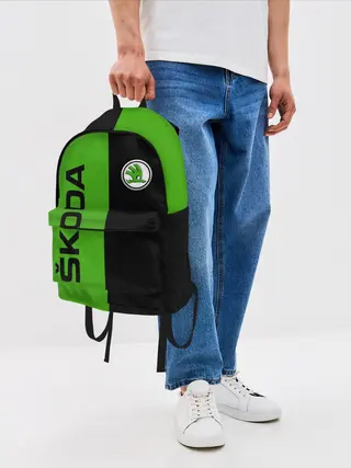 Рюкзак джинсовый / SKODA черно-зеленый