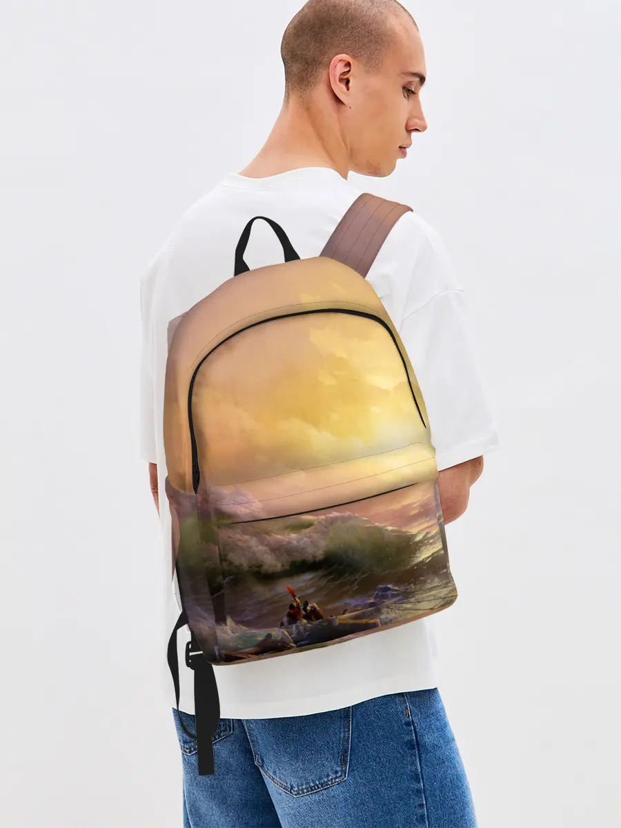 Рюкзак джинсовый / Шторм в море девятый вал