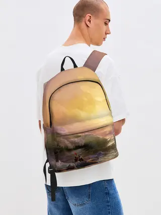 Рюкзак джинсовый / Шторм в море девятый вал