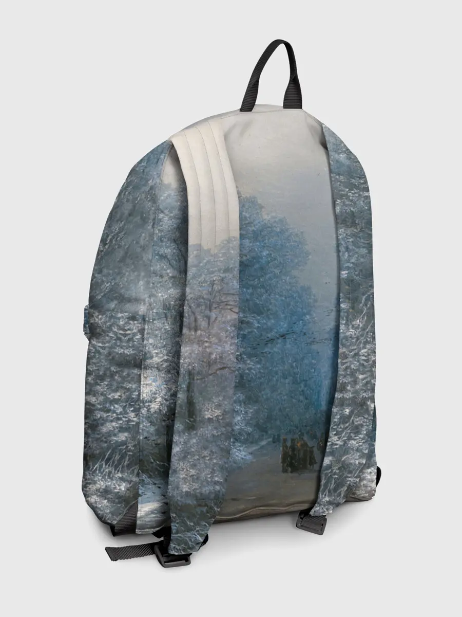 Рюкзак джинсовый / Зимний пейзаж картина маслом