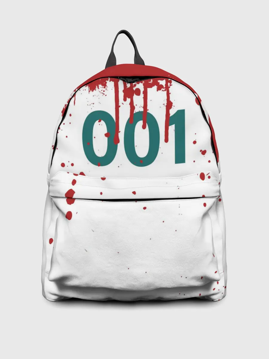 Рюкзак джинсовый / ИГРА В КАЛЬМАРА ПЕРСОНАЖ 001 КРОВЬ