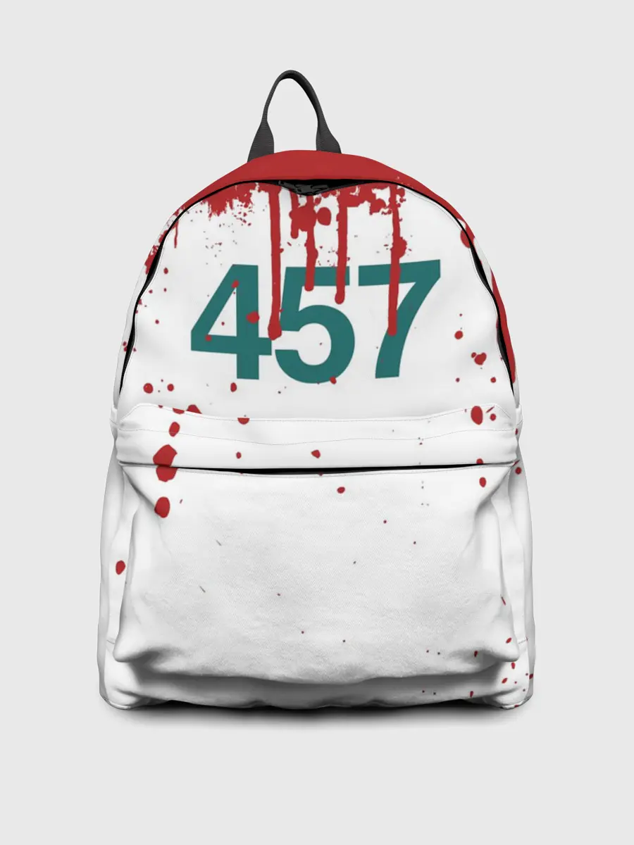 Рюкзак джинсовый / ИГРА В КАЛЬМАРА ПЕРСОНАЖ 457 КРОВЬ