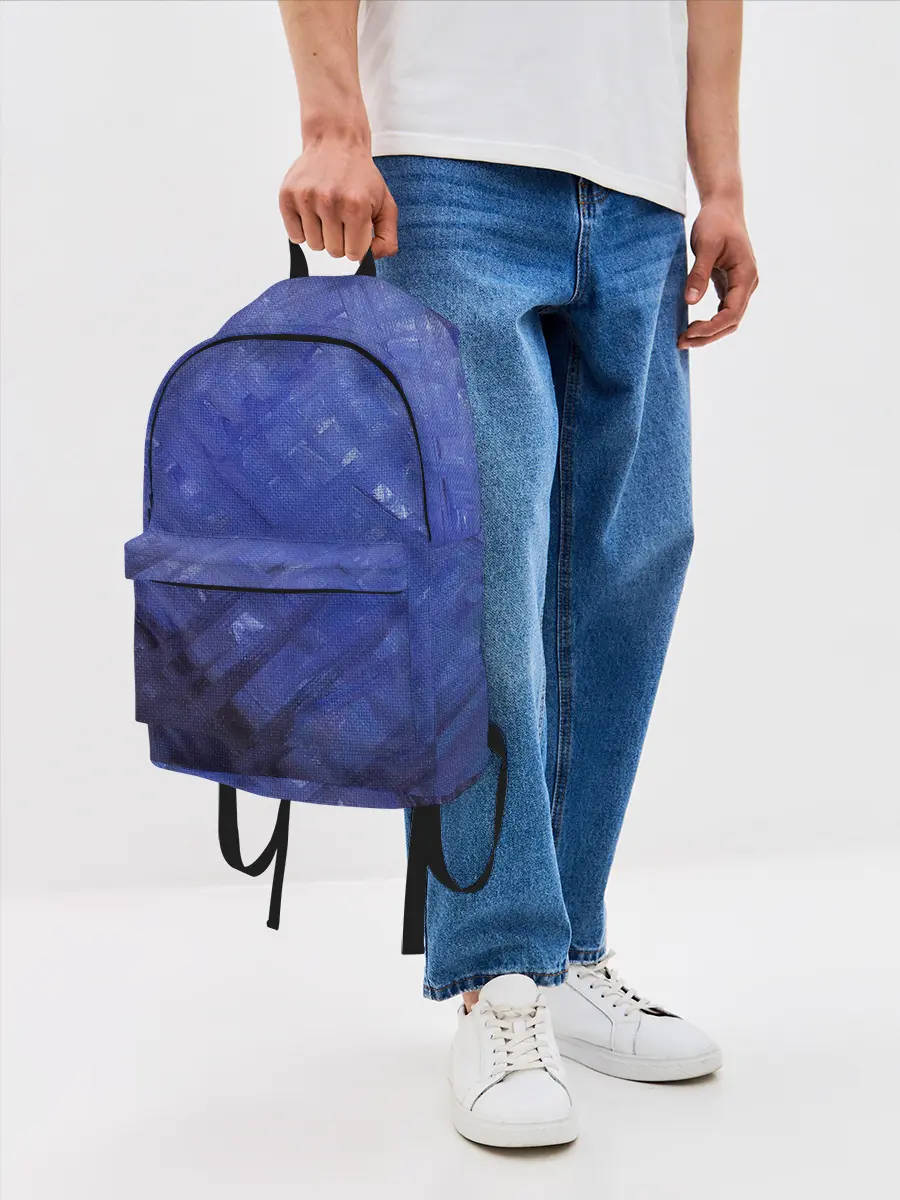 Рюкзак джинсовый / Синие акварельные мазки