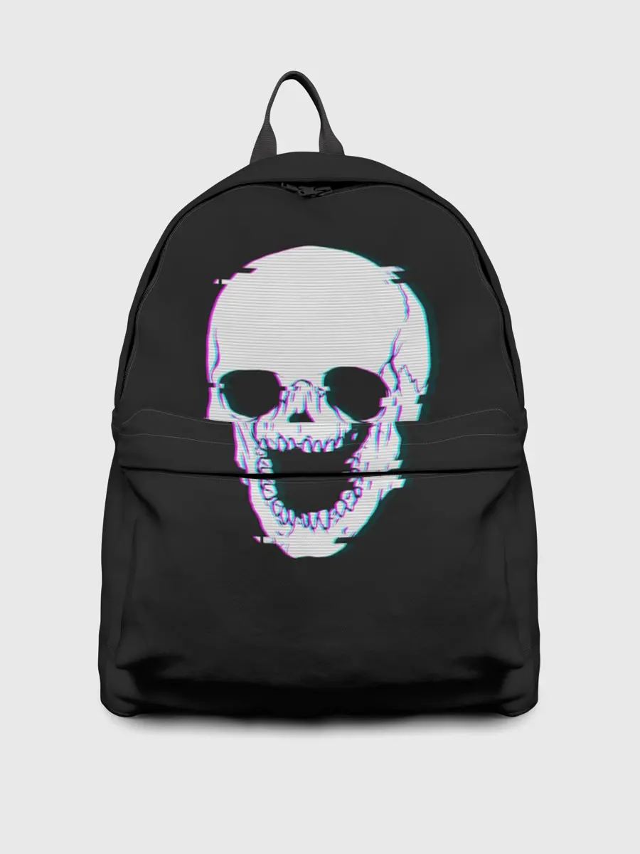 Рюкзак джинсовый / Неоновый светящийся череп
