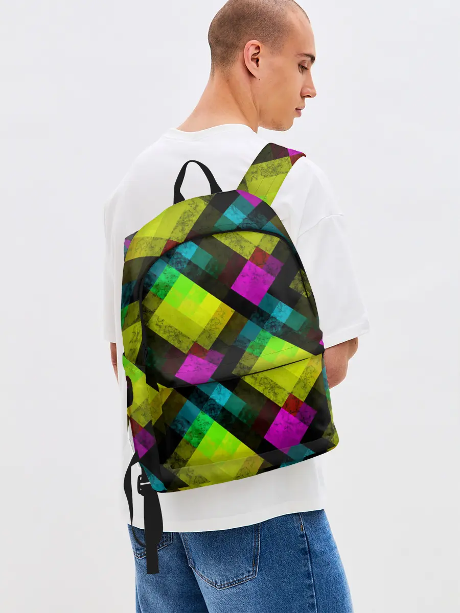 Рюкзак джинсовый / Абстрактный разноцветный узор
