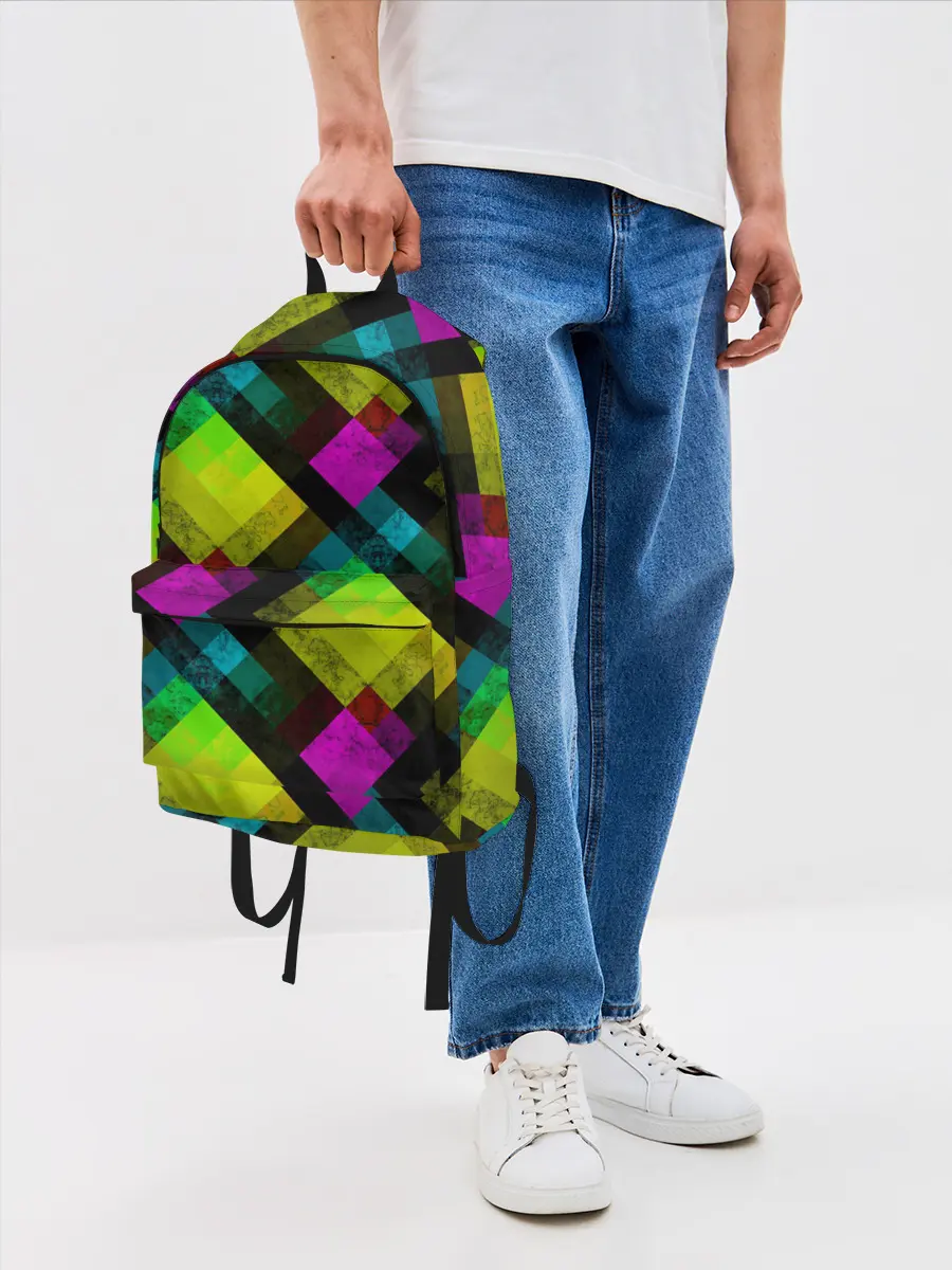 Рюкзак джинсовый / Абстрактный разноцветный узор