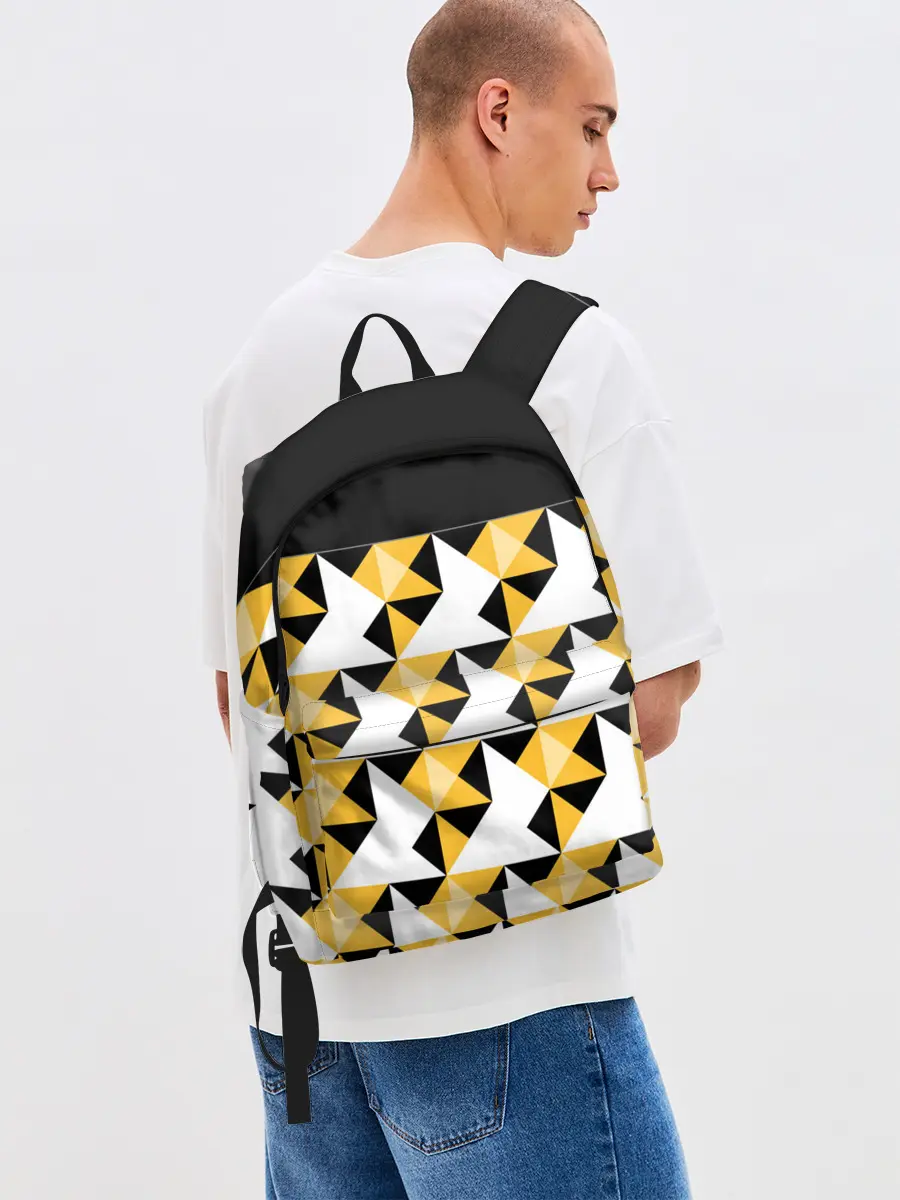 Рюкзак джинсовый / Черно-желтый геометрический