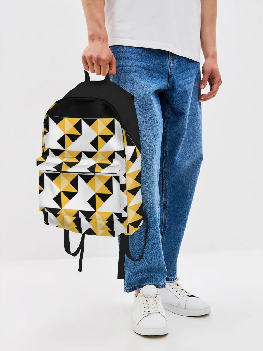 Рюкзак джинсовый / Черно-желтый геометрический