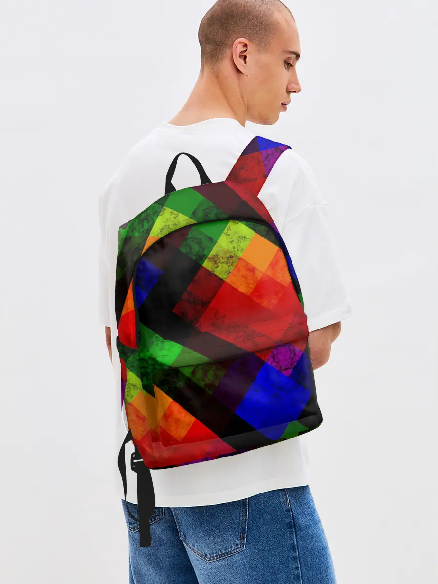 Рюкзак джинсовый / Яркий геометрический узор