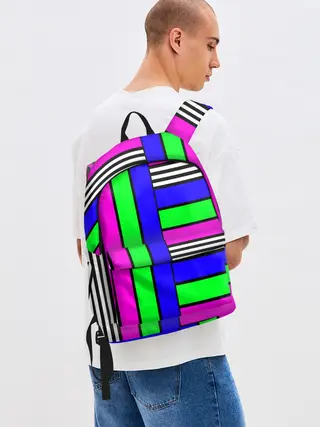 Рюкзак джинсовый / Полосатый яркий летний узор