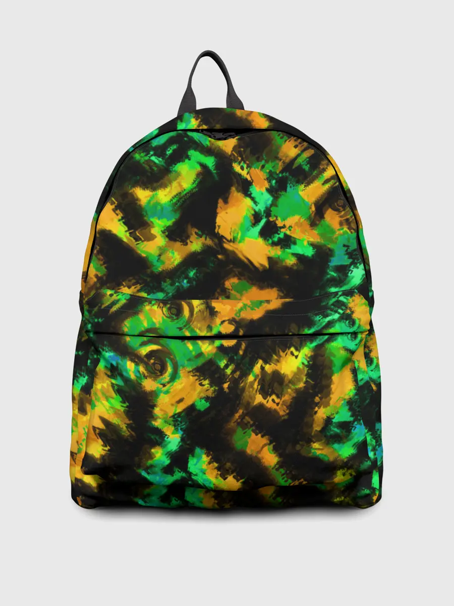 Рюкзак джинсовый / Абстрактный желто-зеленый узор
