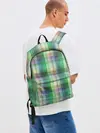 Рюкзак джинсовый / Зеленый клетчатый узор