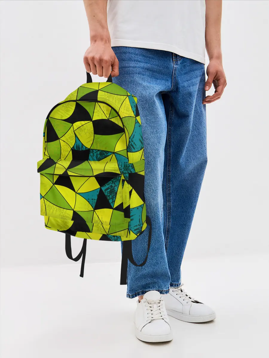 Рюкзак джинсовый / Гранжевый яркий зеленый