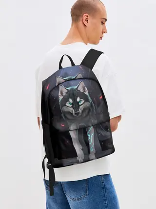 Рюкзак джинсовый / КРАСИВЫЙ ВОЛК