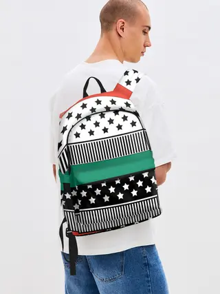 Рюкзак джинсовый / Полосатый звездный узор