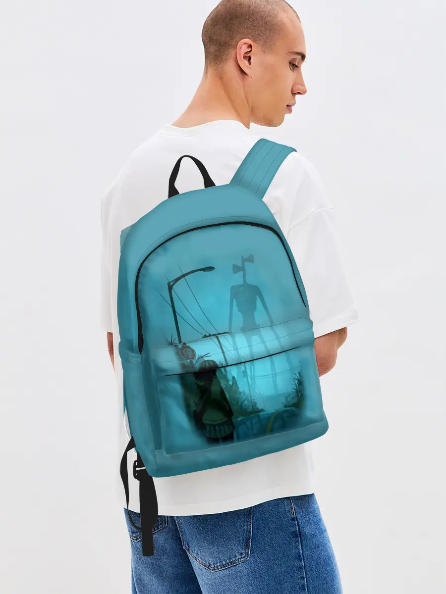 Рюкзак джинсовый / СИРЕНОГОЛОВЫЙ И ДЕВОЧКА