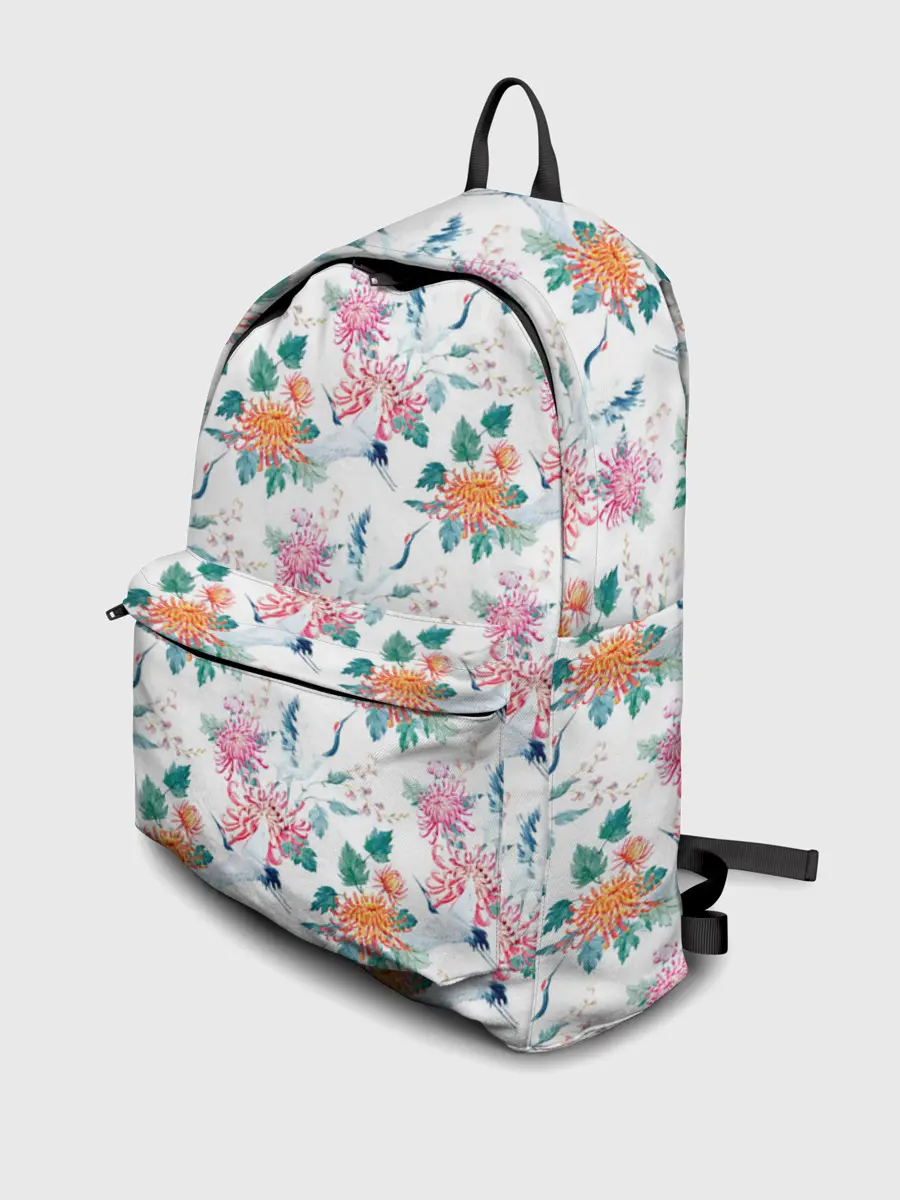 Рюкзак джинсовый / Журавли и хризантемы